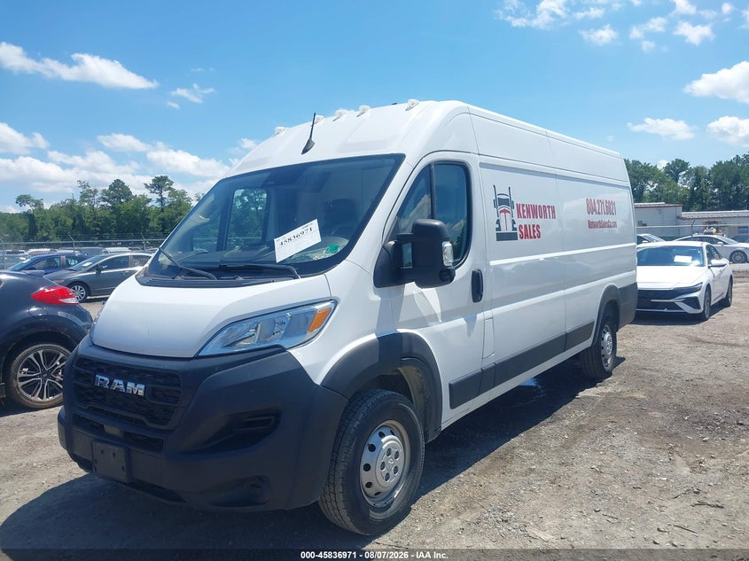 Vin: 3c6mrvjg9pe555733, lot: 46335879, ram promaster 3500 cargo van high roof 159 wb ext 20232