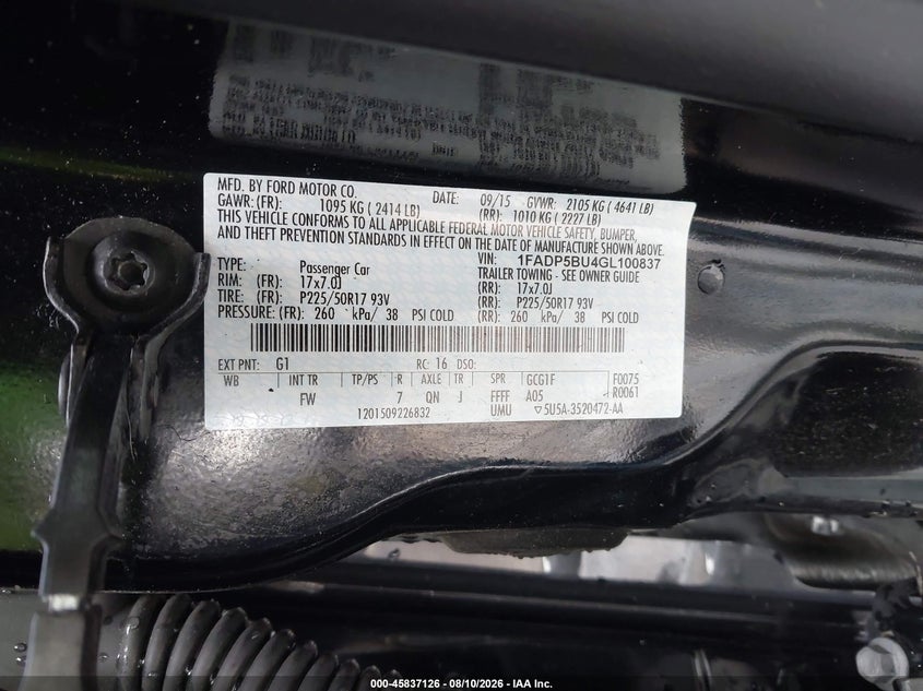2016 FORD C-MAX HATCHBACK 2.0L I-4 DOHC, VVT, 141HP