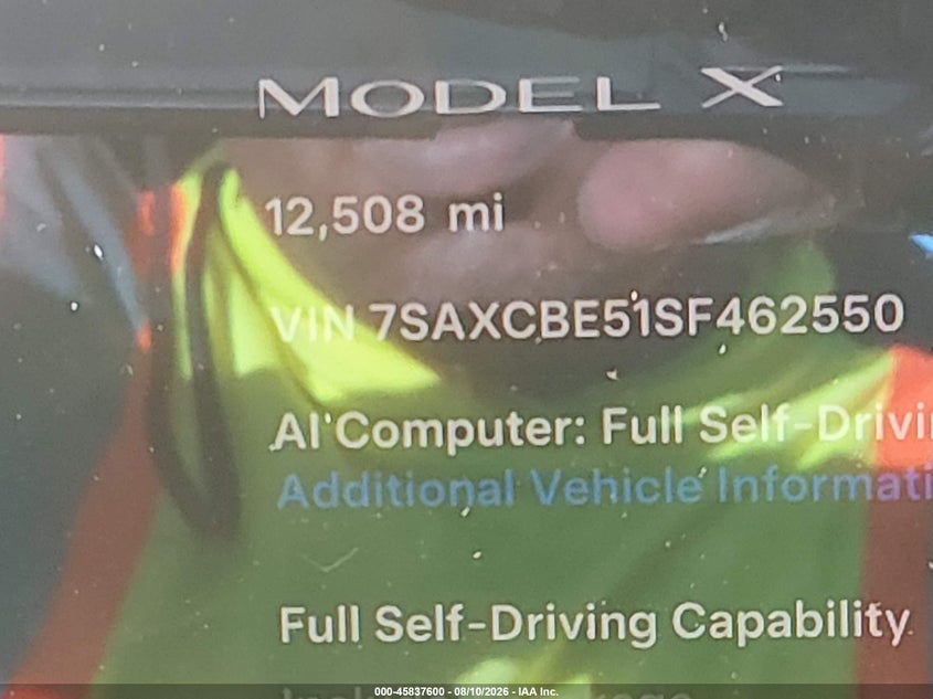 TESLA MODEL X 2025 VIN 7SAXCBE51SF462550