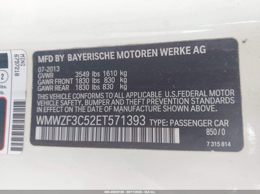 MINI CLUBMAN 2014 VIN WMWZF3C52ET571393