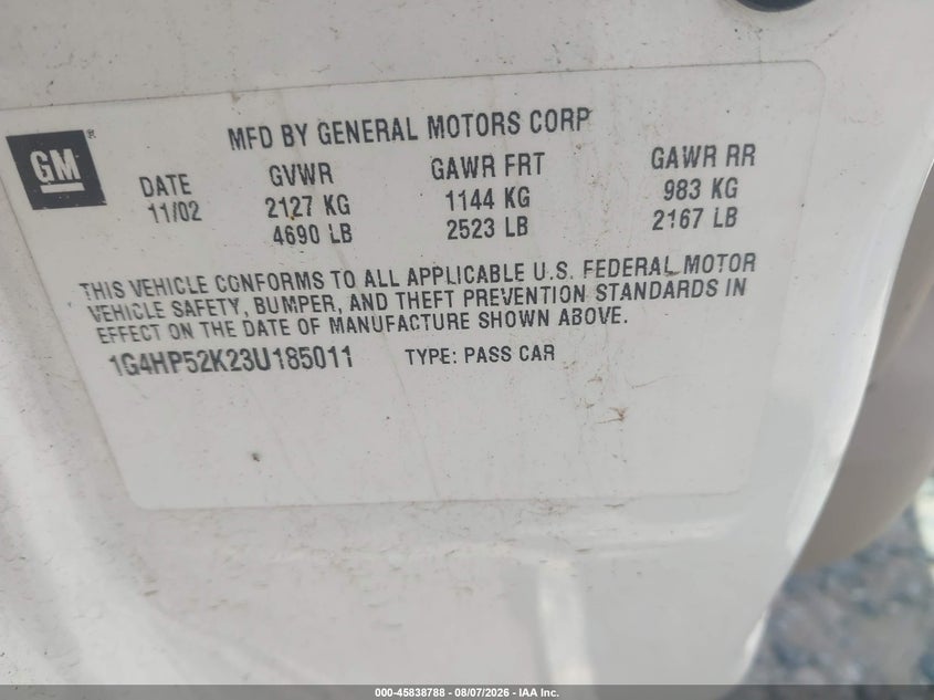 2003 BUICK LESABRE SEDAN 3.8L V-6 205HP