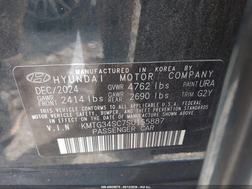 GENESIS G70 2025 VIN KMTG34SC7SU155887