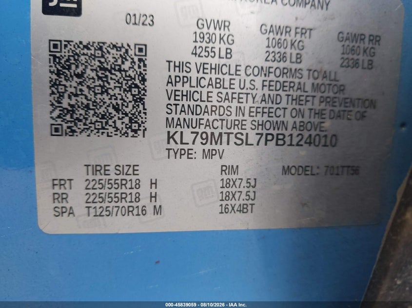 2023 CHEVROLET TRAILBLAZER SPORT UTILITY VEHICLE 1.3L I-3 DI, DOHC, VVT, TURBO, 155HP