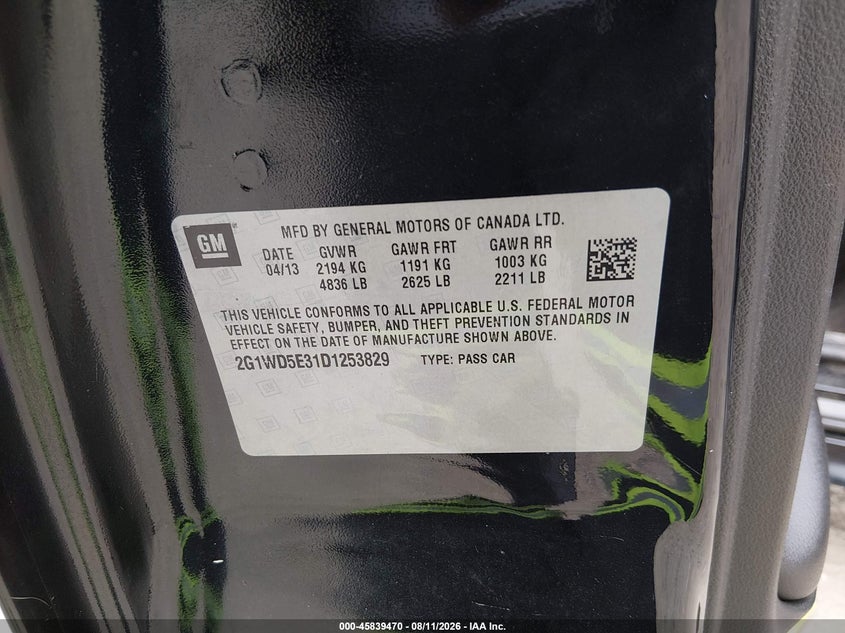 2013 CHEVROLET IMPALA SEDAN 3.6L V-6 DI, DOHC, VVT, 302HP