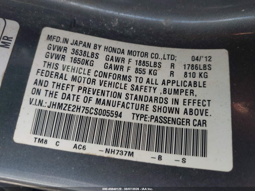 2012 HONDA INSIGHT EX · Photo 9