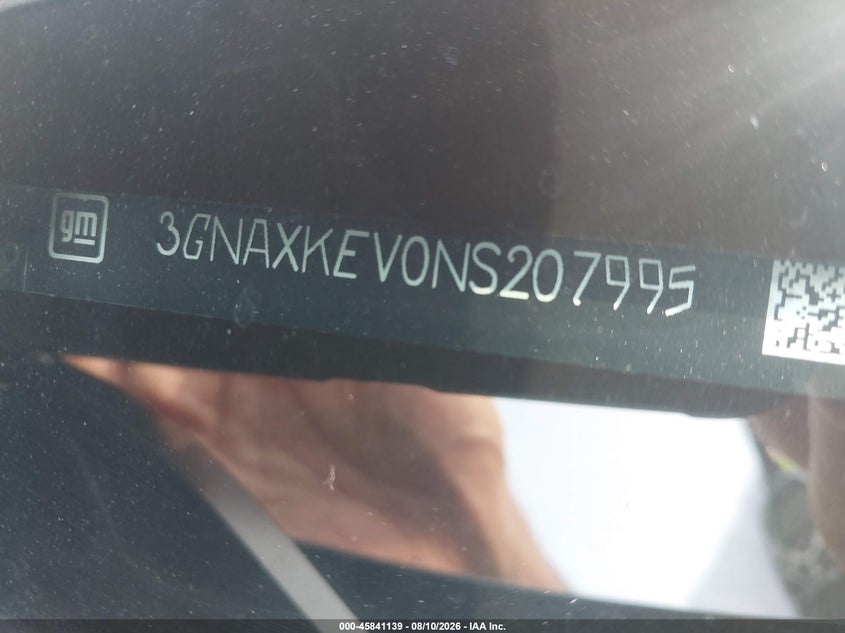 CHEVROLET EQUINOX 2022 VIN 3GNAXKEV0NS207995