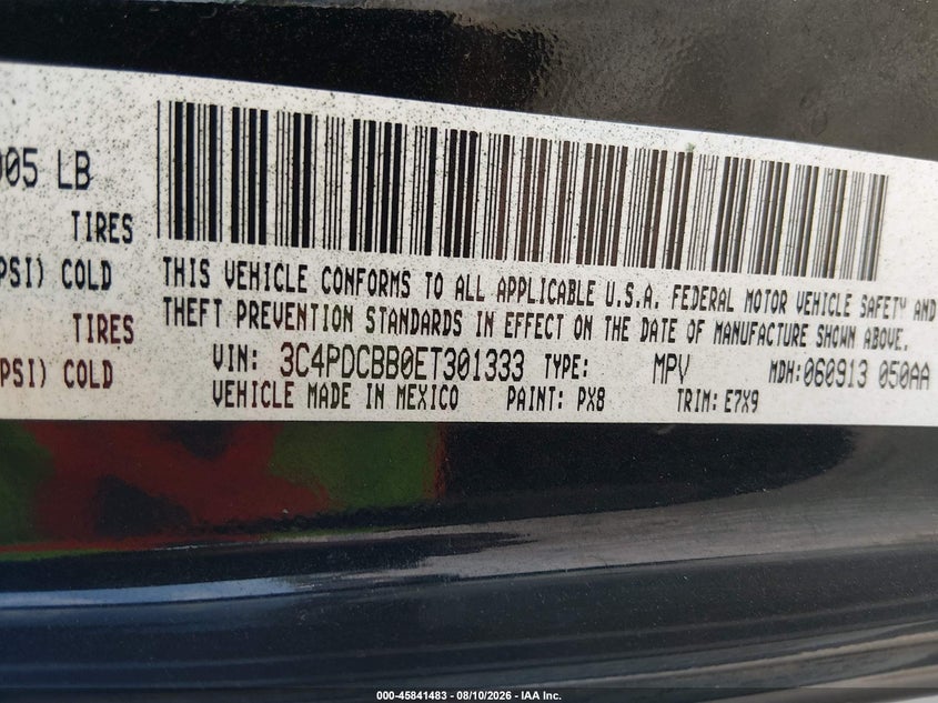 DODGE JOURNEY 2014 VIN 3C4PDCBB0ET301333