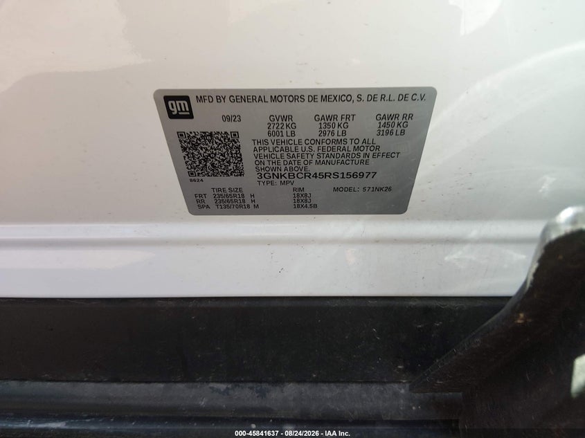 CHEVROLET BLAZER 2024 VIN 3GNKBCR45RS156977