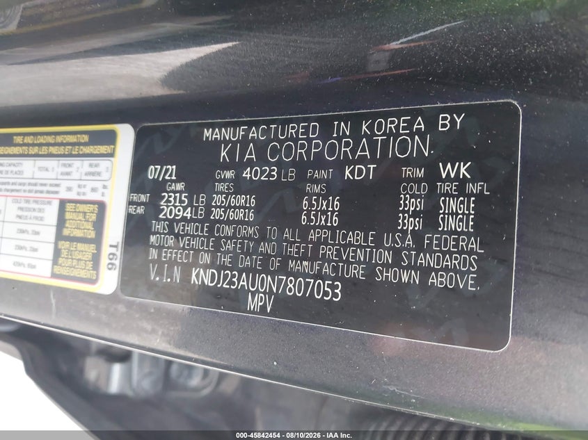 KIA SOUL 2022 VIN KNDJ23AU0N7807053