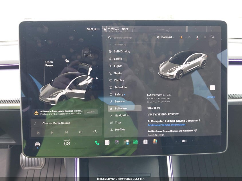 TESLA MODEL 3 2020 VIN 5YJ3E1EB0LF637152