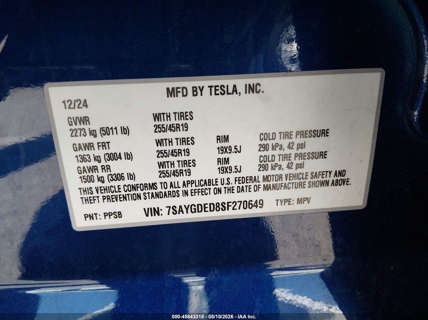 2025 TESLA MODEL Y SPORT UTILITY VEHICLE ELECTRIC