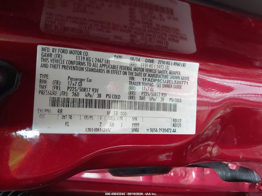 FORD C-MAX ENERGI 2014 VIN 1FADP5CU2EL520771