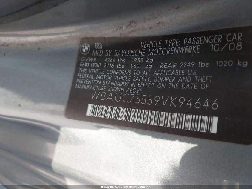 2009 BMW 1 SERIES COUPE 3.0L I-6 DI, DOHC, VVT, TURBO, 300HP