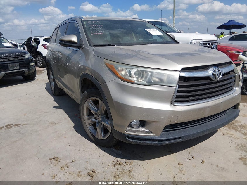 Vin: 5tdykrfh8fs091619, lot: 46342546, toyota highlander limited v6 20151