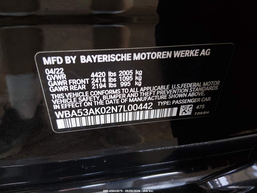 2022 BMW 2ER SEDAN 2.0L I-4 DI, DOHC, VVT, TURBO, 228HP