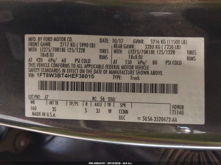 2017 FORD F350 PICKUP N/A