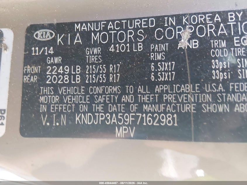 2015 KIA SOUL HATCHBACK 2.0L I-4 DI, DOHC, VVT, 164HP