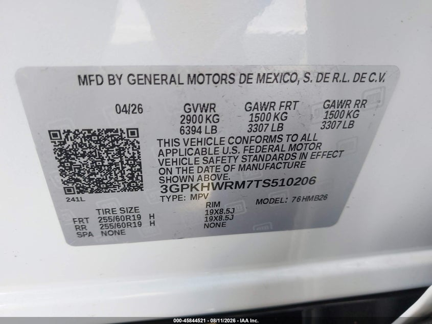HONDA PROLOGUE 2026 VIN 3GPKHWRM7TS510206