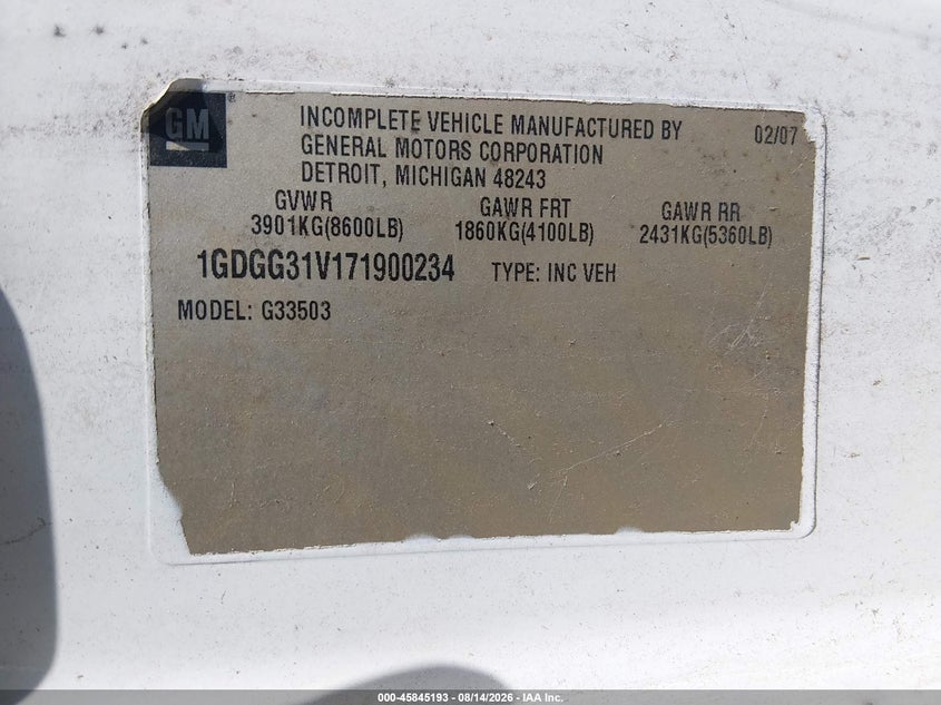 2007 GMC SAVANA CUTAWAY auction photo 8