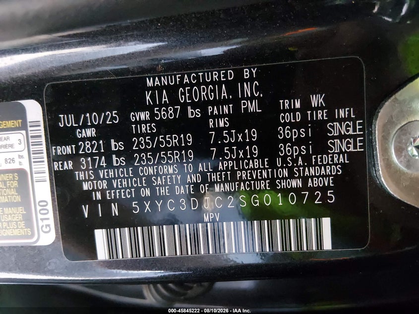 KIA EV6 2025 VIN 5XYC3DJC2SG010725