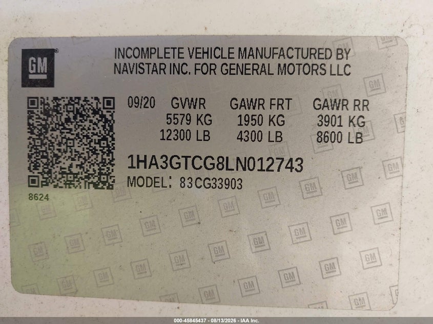 2020 CHEVROLET EXPRESS CUTAWAY auction photo 8