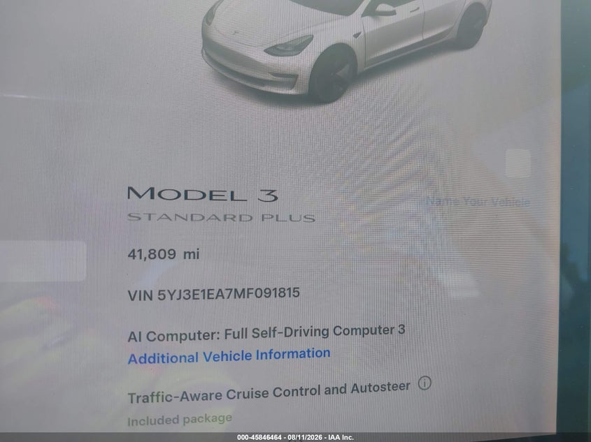 2021 TESLA MODEL 3 SEDAN ELECTRIC