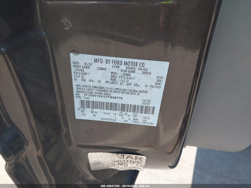 2007 FORD F-150 TRUCK 4.6L V-8 248HP