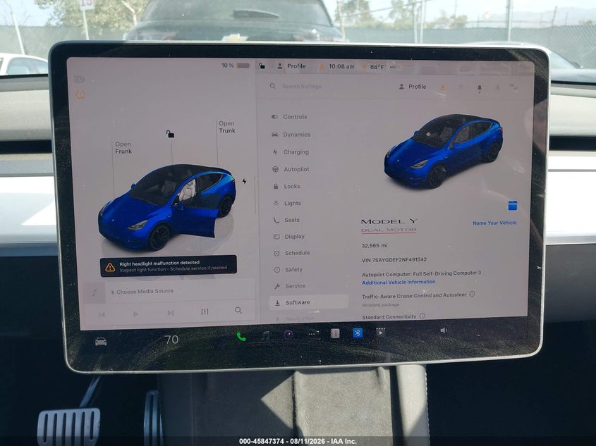 TESLA MODEL Y 2022 VIN 7SAYGDEF2NF491542