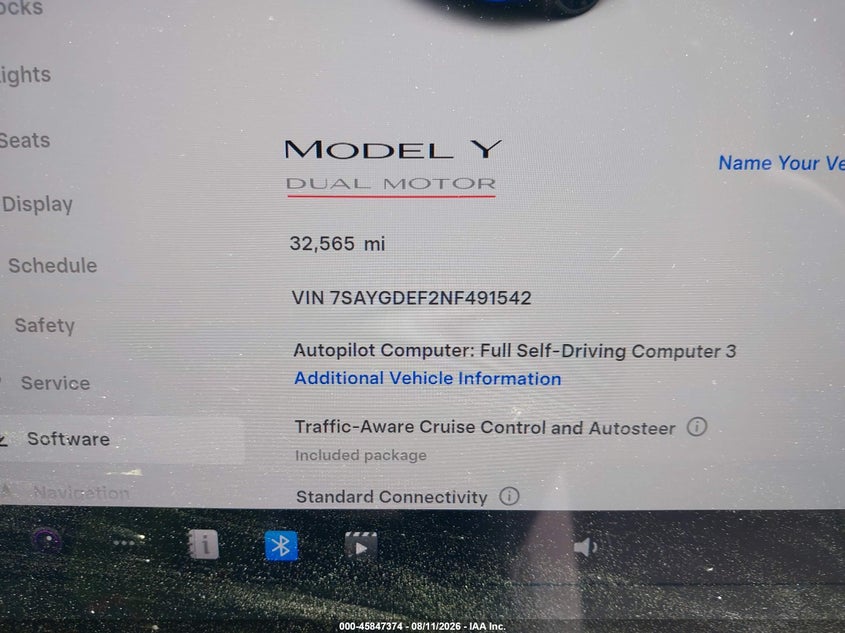 TESLA MODEL Y 2022 VIN 7SAYGDEF2NF491542