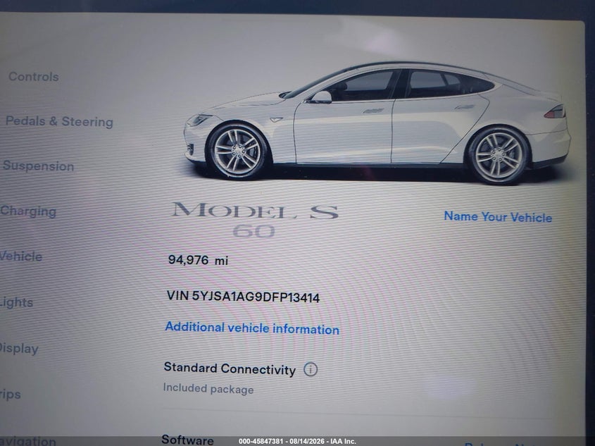 TESLA MODEL S 2013 VIN 5YJSA1AG9DFP13414