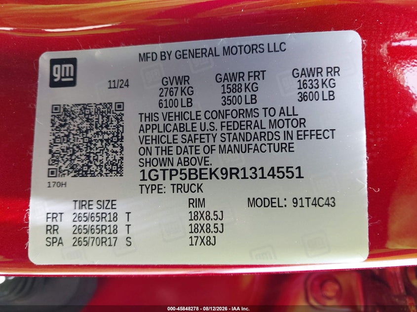 GMC CANYON 2024 VIN 1GTP5BEK9R1314551