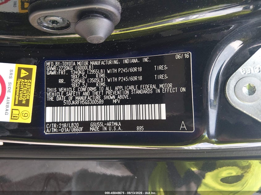 2016 TOYOTA HIGHLANDER XLE V6 · Фото 9