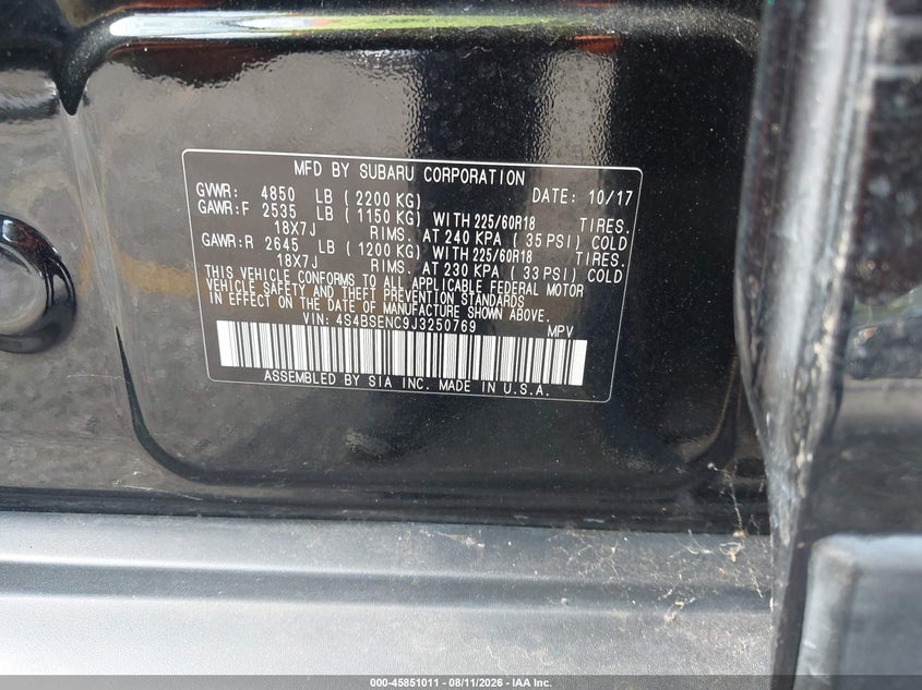 2018 SUBARU OUTBACK SPORT UTILITY VEHICLE 3.6L H-6 DOHC, VVT, 256HP