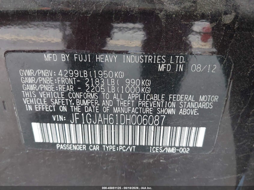 2013 SUBARU IMPREZA 2.0I LIMITED · Фото 9