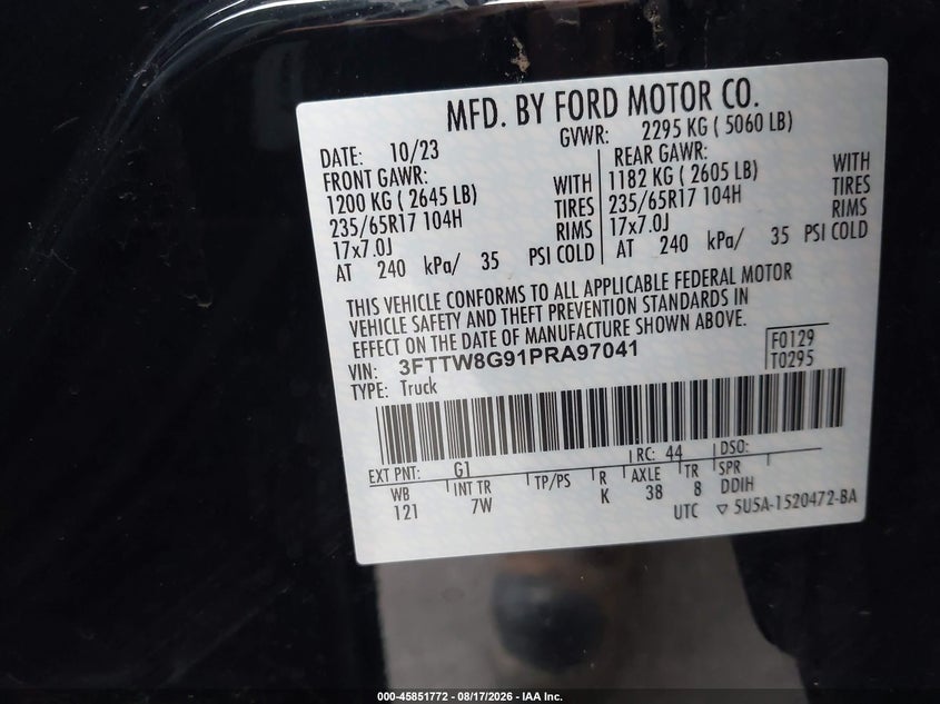 FORD MAVERICK 2023 VIN 3FTTW8G91PRA97041