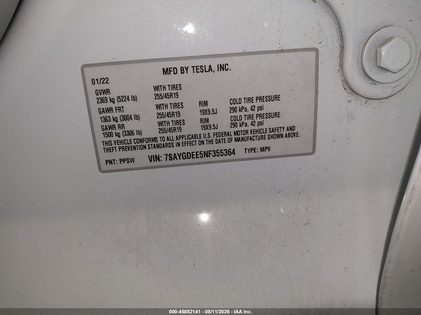 2022 TESLA MODEL Y SPORT UTILITY VEHICLE ELECTRIC