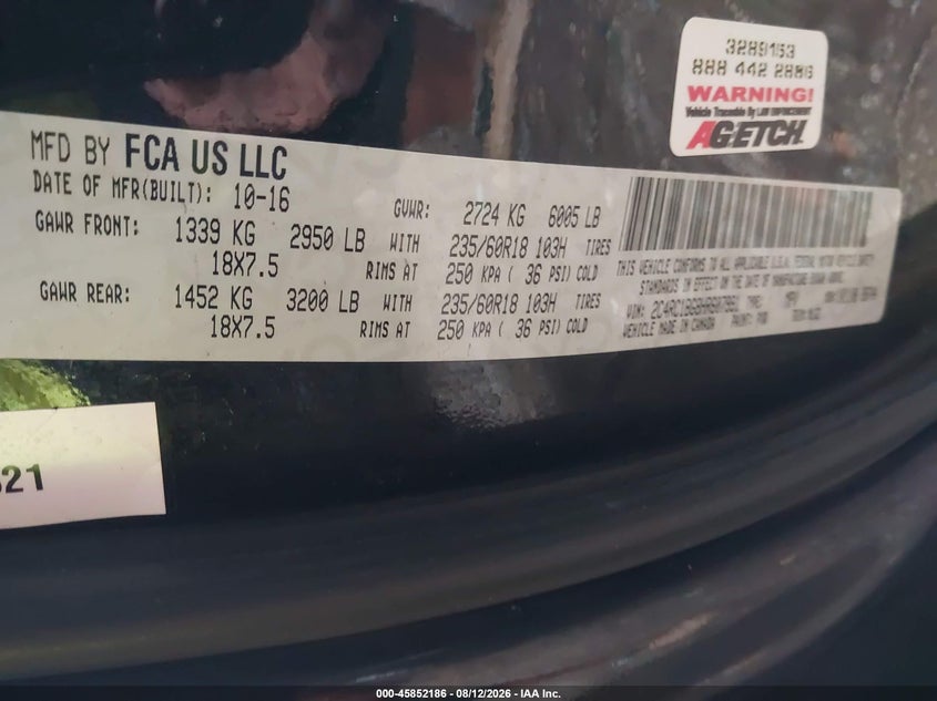 CHRYSLER PACIFICA 2017 VIN 2C4RC1BG8HR607991