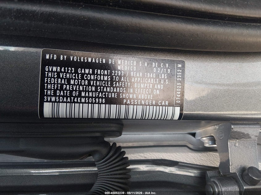2019 VOLKSWAGEN BEETLE CABRIO 2.0L I-4 DI, DOHC, VVT, TURBO, 174HP