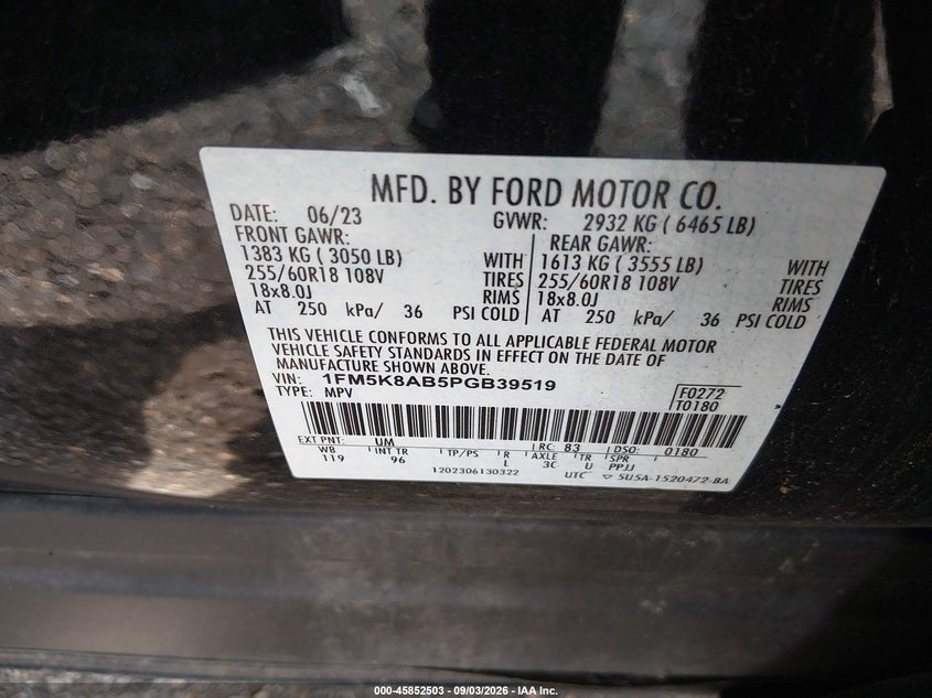 FORD POLICE INTERCEPTOR UTILITY 2023 VIN 1FM5K8AB5PGB39519
