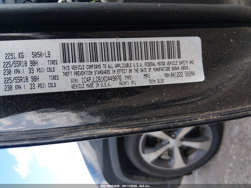 JEEP CHEROKEE 2019 VIN 1C4PJLDB1KD449076