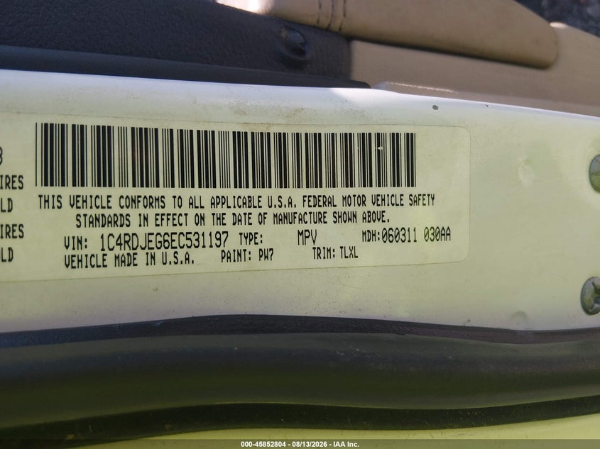 DODGE DURANGO 2014 VIN 1C4RDJEG6EC531197