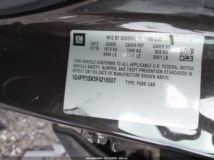BUICK VERANO 2015 VIN 1G4PP5SK5F4216607