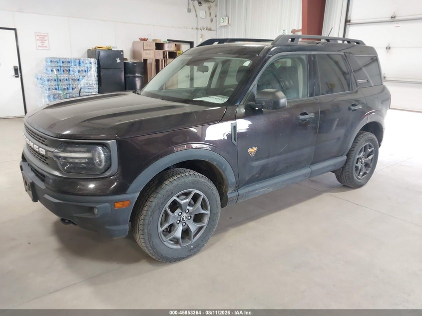 Vin: 3fmcr9d93mrb17606, lot: 46352297, ford bronco sport badlands 20212