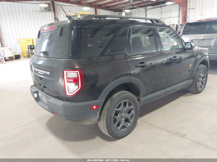 Vin: 3fmcr9d93mrb17606, lot: 46352297, ford bronco sport badlands 20214
