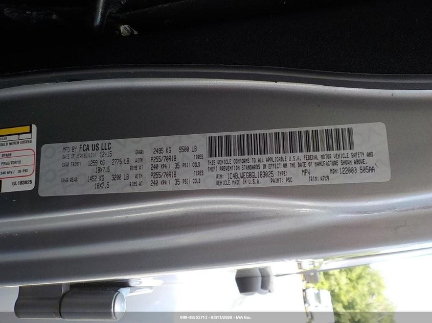 JEEP WRANGLER UNLIMITED 2016 VIN 1C4BJWEG8GL183025