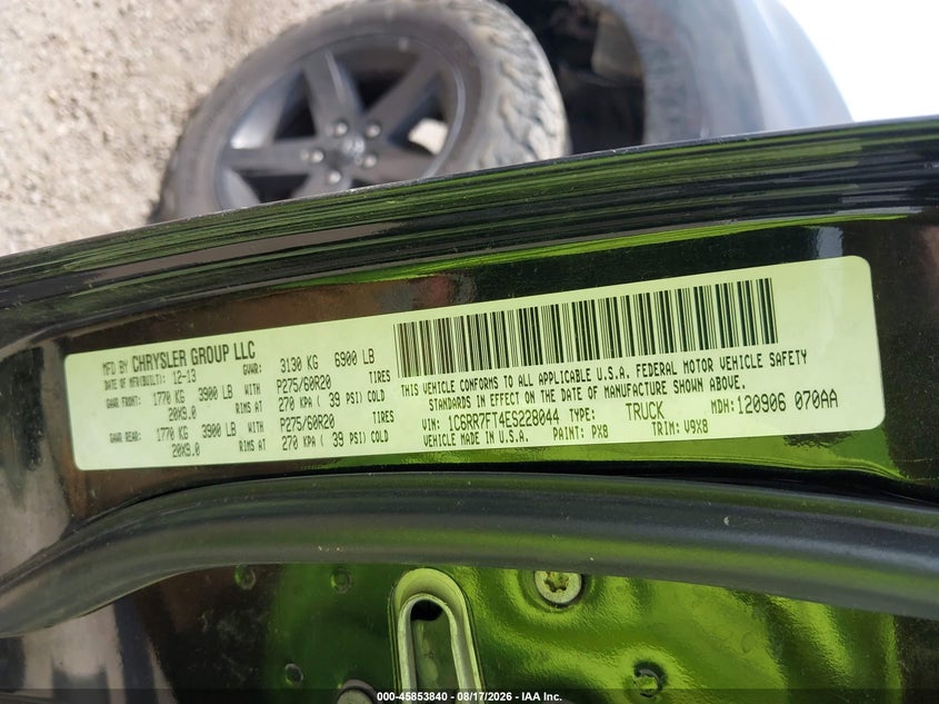 RAM 1500 2014 VIN 1C6RR7FT4ES228044
