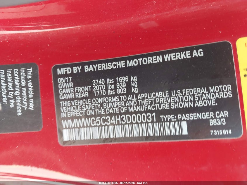 2017 MINI CONVERTIBLE CABRIO 1.5L I-3 DI, DOHC, VVT, TURBO, 134HP