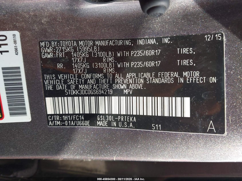 2016 TOYOTA SIENNA LE 8 PASSENGER · Фото 9