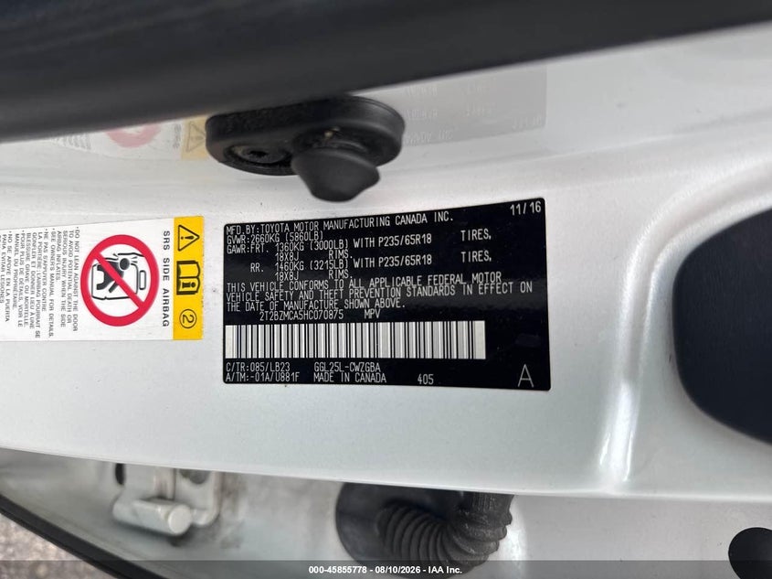LEXUS RX 350 2017 VIN 2T2BZMCA5HC070875