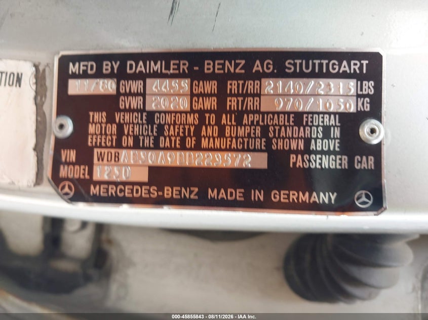 MERCEDES-BENZ 300 1981 VIN WDBAB30A9BB223572